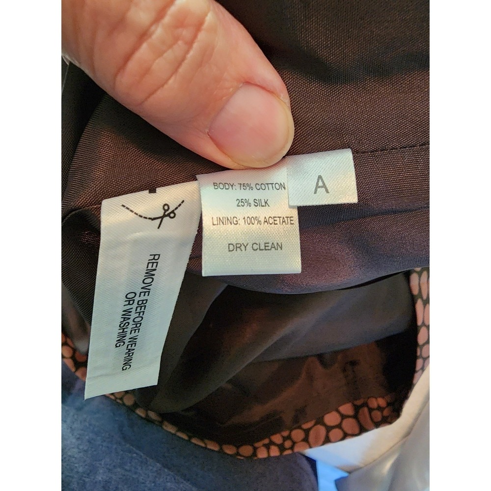 Ann Taylor Loft 2 Silk Blend Pencil Skirt Pink Brown Polka Dot Preppy Office - Picture 4 of 5